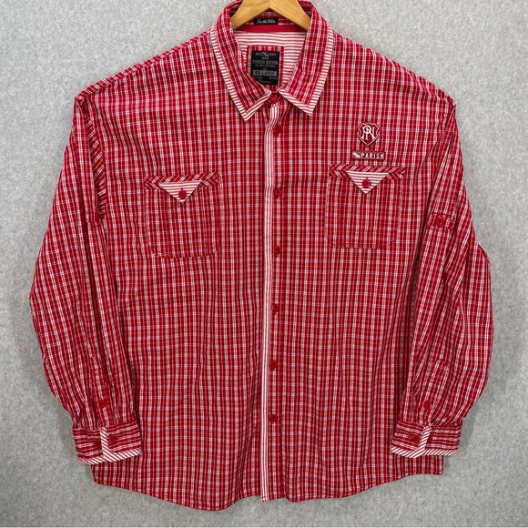 Vintage Y2K Parish Nation Red White Gingham Design XXXXL Long Sleeve - Picture 1 of 12